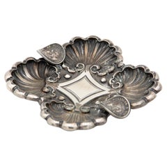 Embossed silver ashtray with shells
