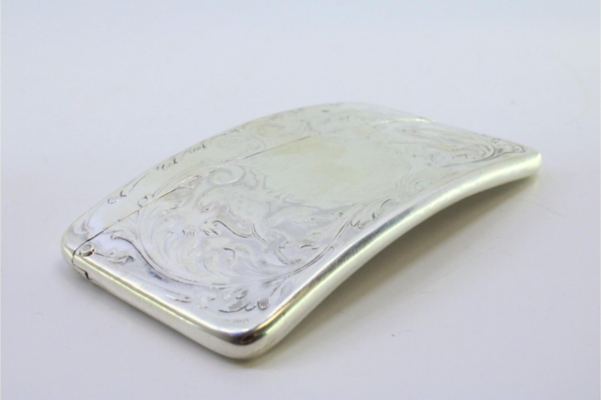 20th Century Embossed silver card case with coat of arms between lions For Sale