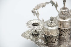 Embossed silver inkwell with three ink tanks