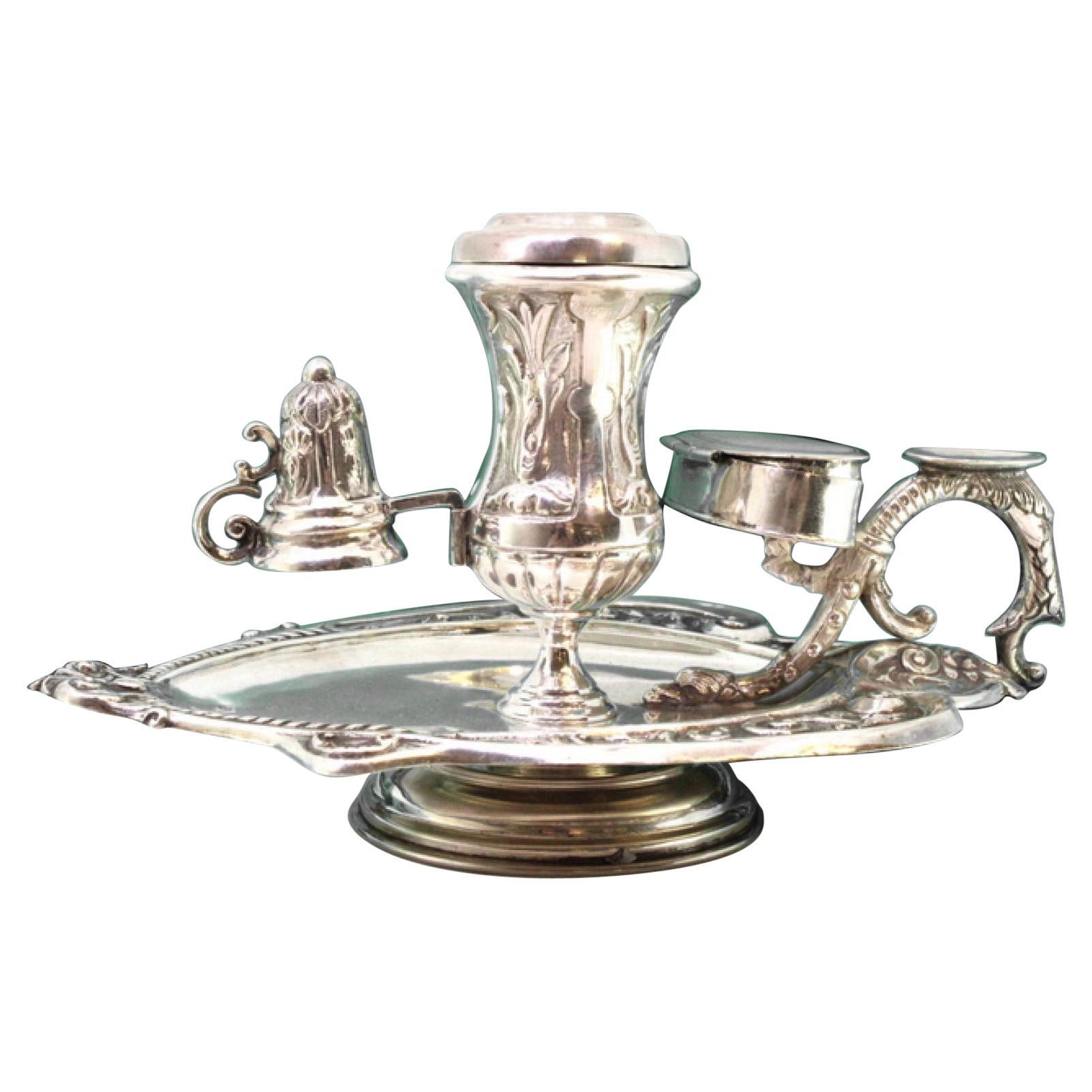 Embossed silver paddle with flame arrester and embossed matchstick For Sale