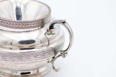 Embossed silver spittoon with fixed handle