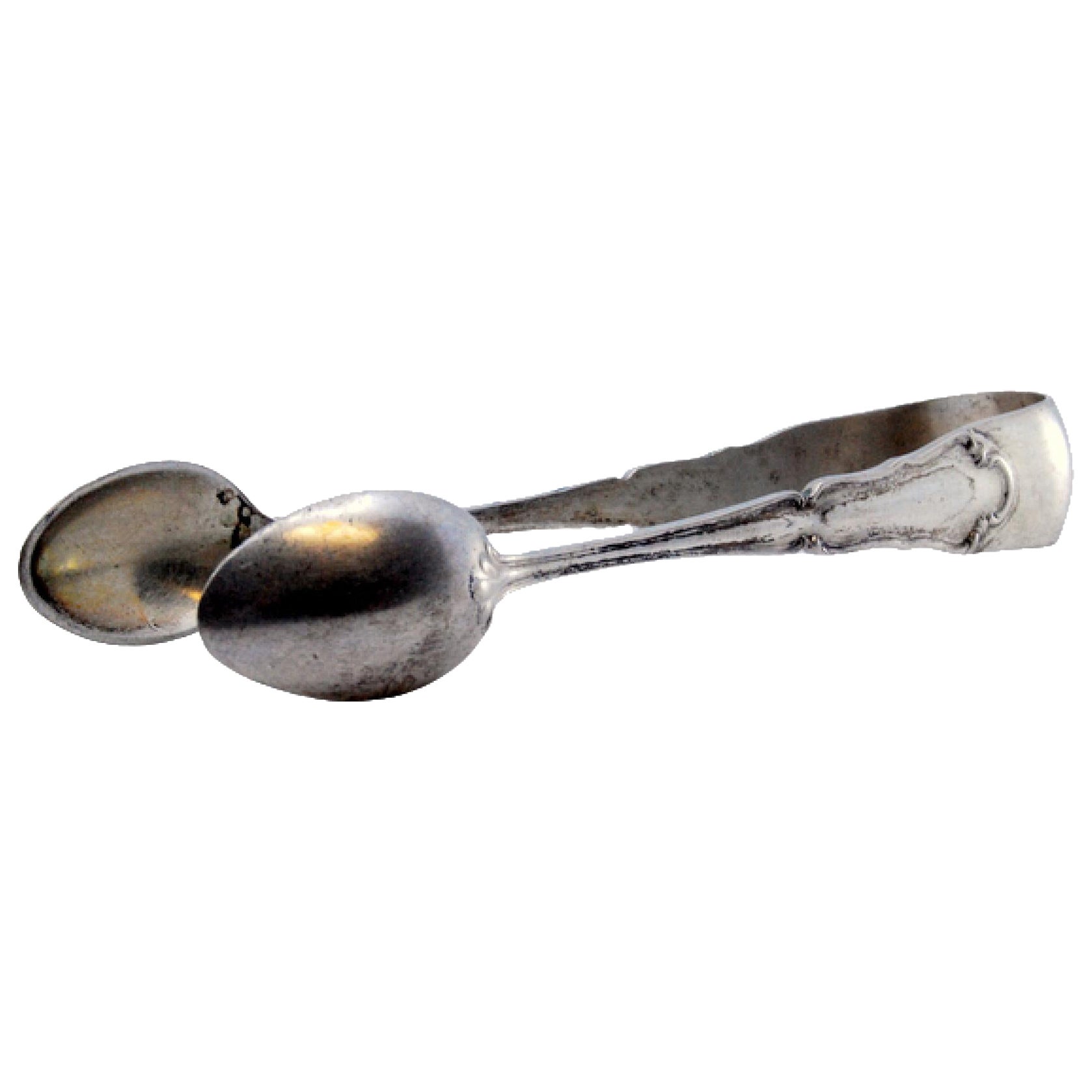 Embossed silver sugar tongs