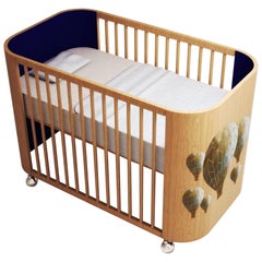 Embrace Adventure Crib in Beech Wood and Navy Blue by MISK Nursery