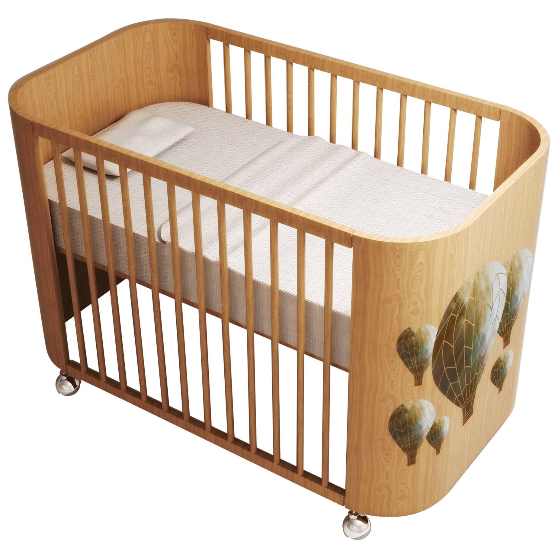 Embrace Adventure Crib in Natural Beech Wood by MISK Nursery For Sale