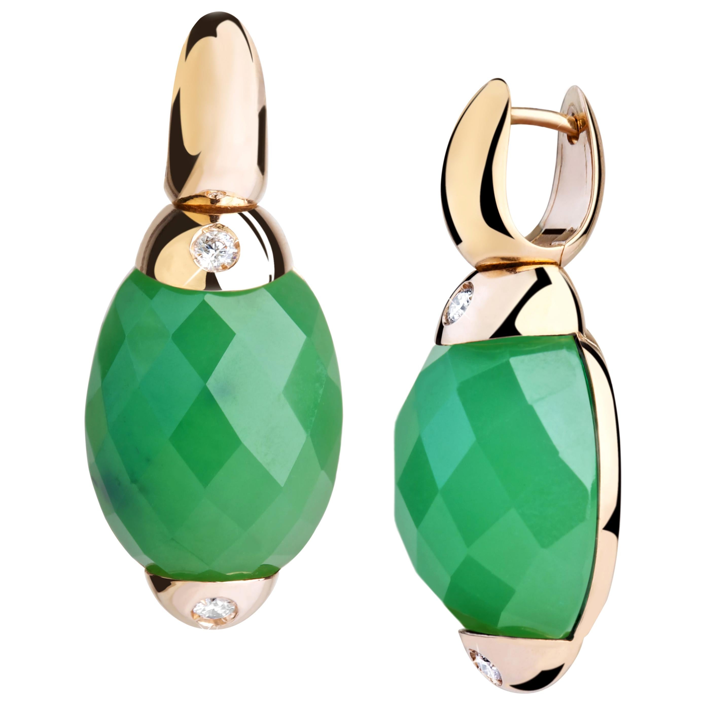 Embrace Classic with Jade, Diamonds Gold Hoop Earrings
