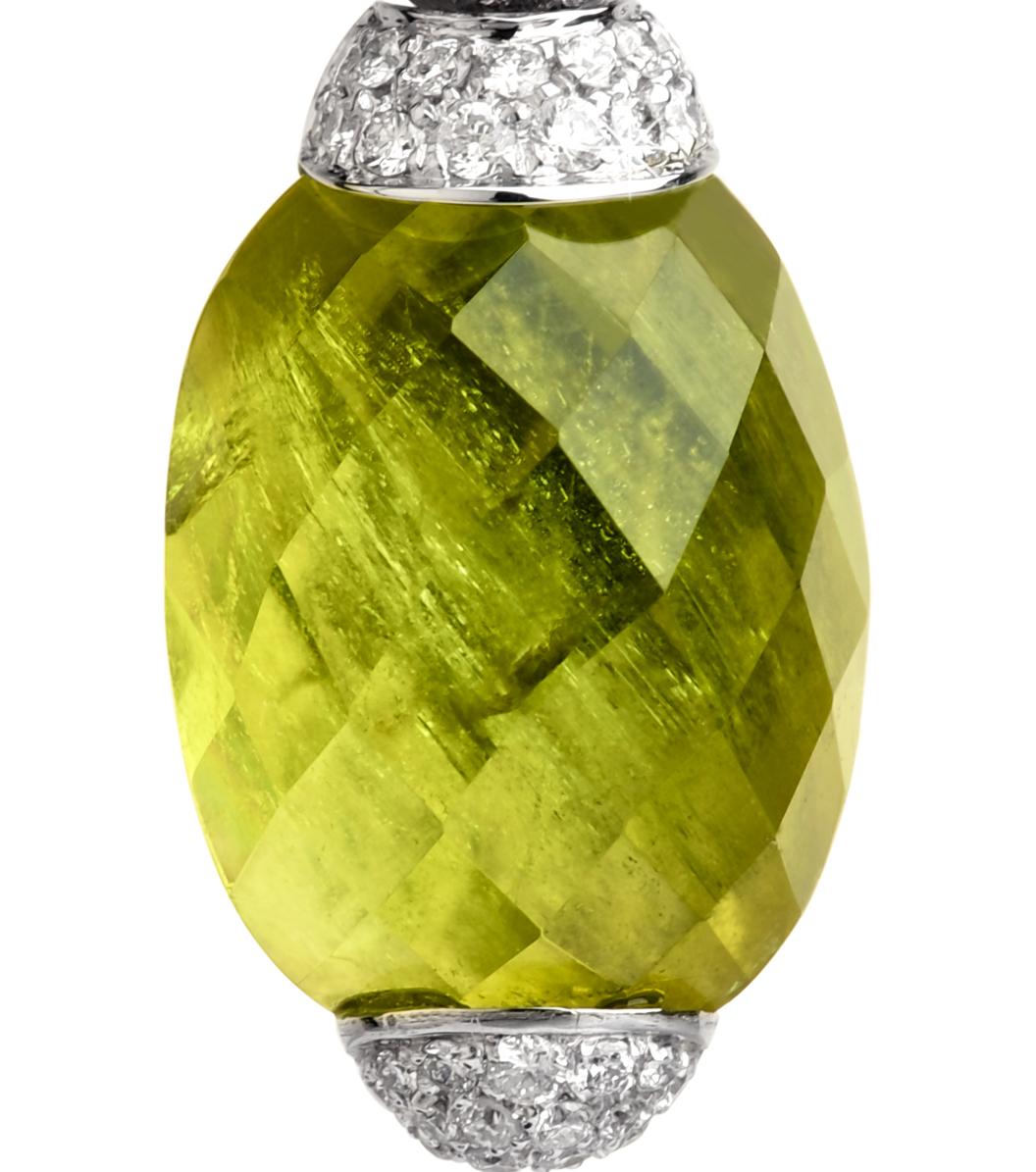 Embrace Kollektion von Angeletti, Ohrringe mit facettiertem grünem Turmalin, Diamant (Moderne) im Angebot