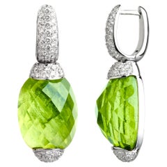 Embrace Collection by Angeletti, Earrings with Faceted Green Tourmaline, Diamond