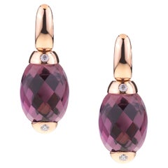 Embrace Collection by Angeletti. Rose Gold Earrings With Amethyst and Diamonds
