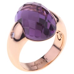 Embrace Collection by Angeletti. Rose Gold Ring With Amethyst and Diamonds
