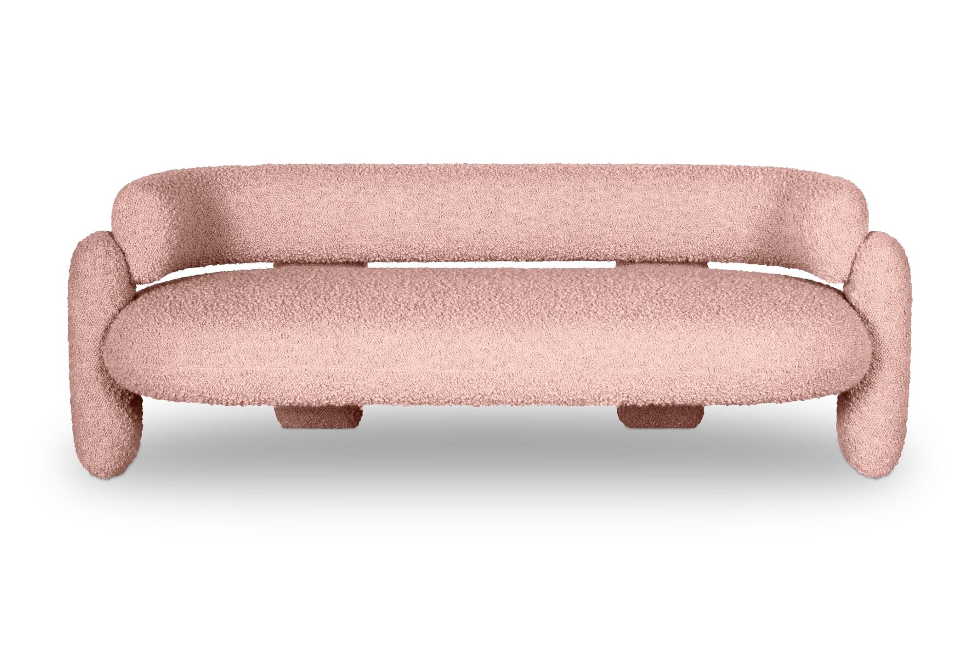 Embrace Cormo Blossom Sofa by Royal Stranger
Dimensions: W 200 x H 70 x D 90 cm. Seat height 47 cm.
Materials: solid wood frame, foam, upholstery.
Available in other Royal Stranger’s fabrics and in COM. 

Embrace Sofa is fond of neat lines. It