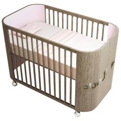 Embrace Dreams Crib in French Grey Wood and Cotton Candy Pink by MISK Nursery