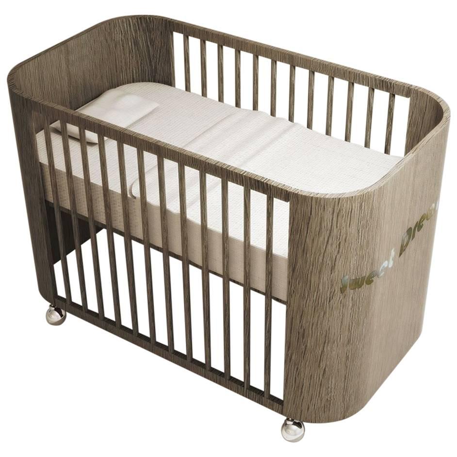 Embrace Dreams Crib in French Grey Wood by MISK Nursery For Sale