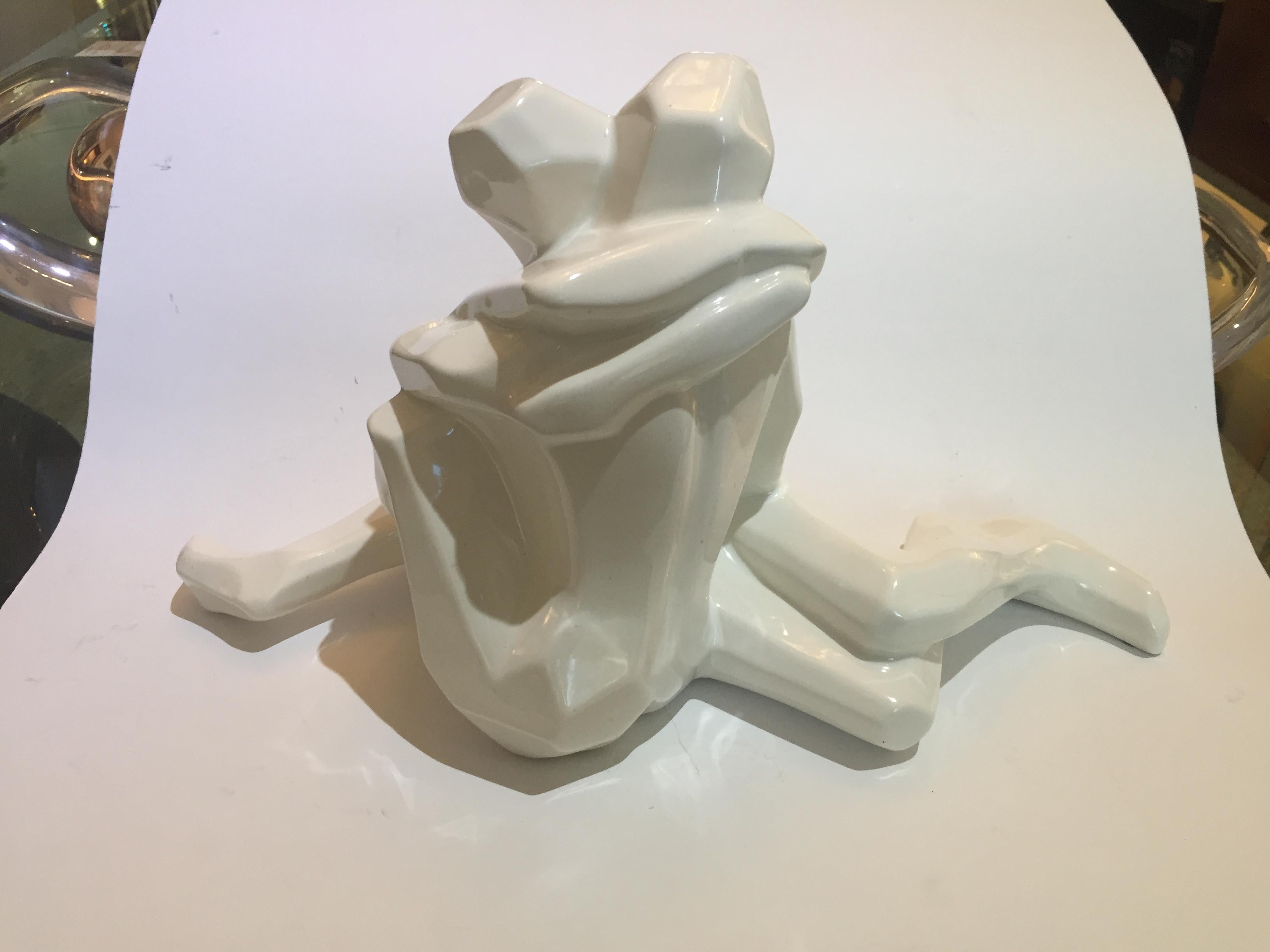 Mid-Century Modern Embrace Figure in White Glazed Ceramic by Jaru