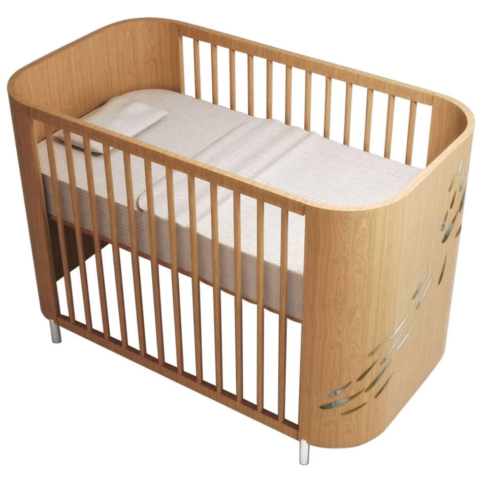 Embrace Luck Crib in Natural Beechwood by MISK Nursery For Sale