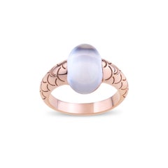 Anillo de Cóctel "Modelo Delgado" en Oro Rosa con Cabujón de Nácar