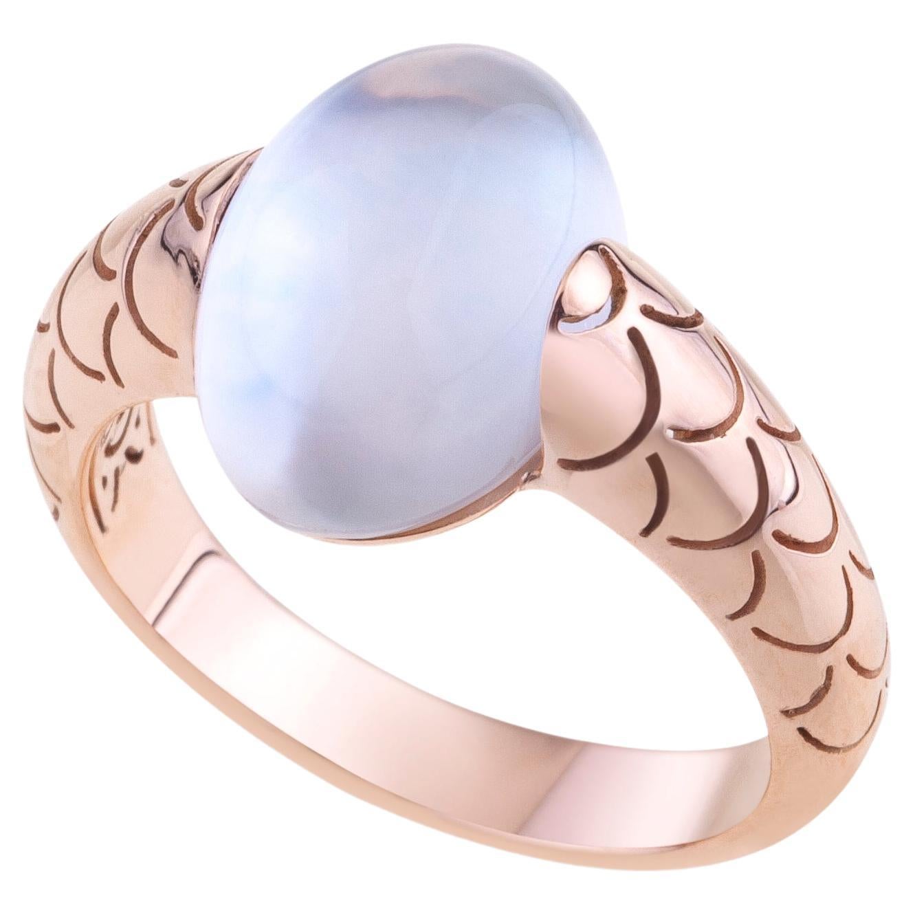 Bague cocktail Embrace en or rose avec nacre cabochon «Thin Model » (modèle unique) en vente