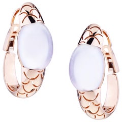 Pendientes de aro de oro rosa con cabujón de nácar Embrace