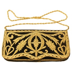 Embroidered Black Velvet Moroccan clutch Vintage 1960s
