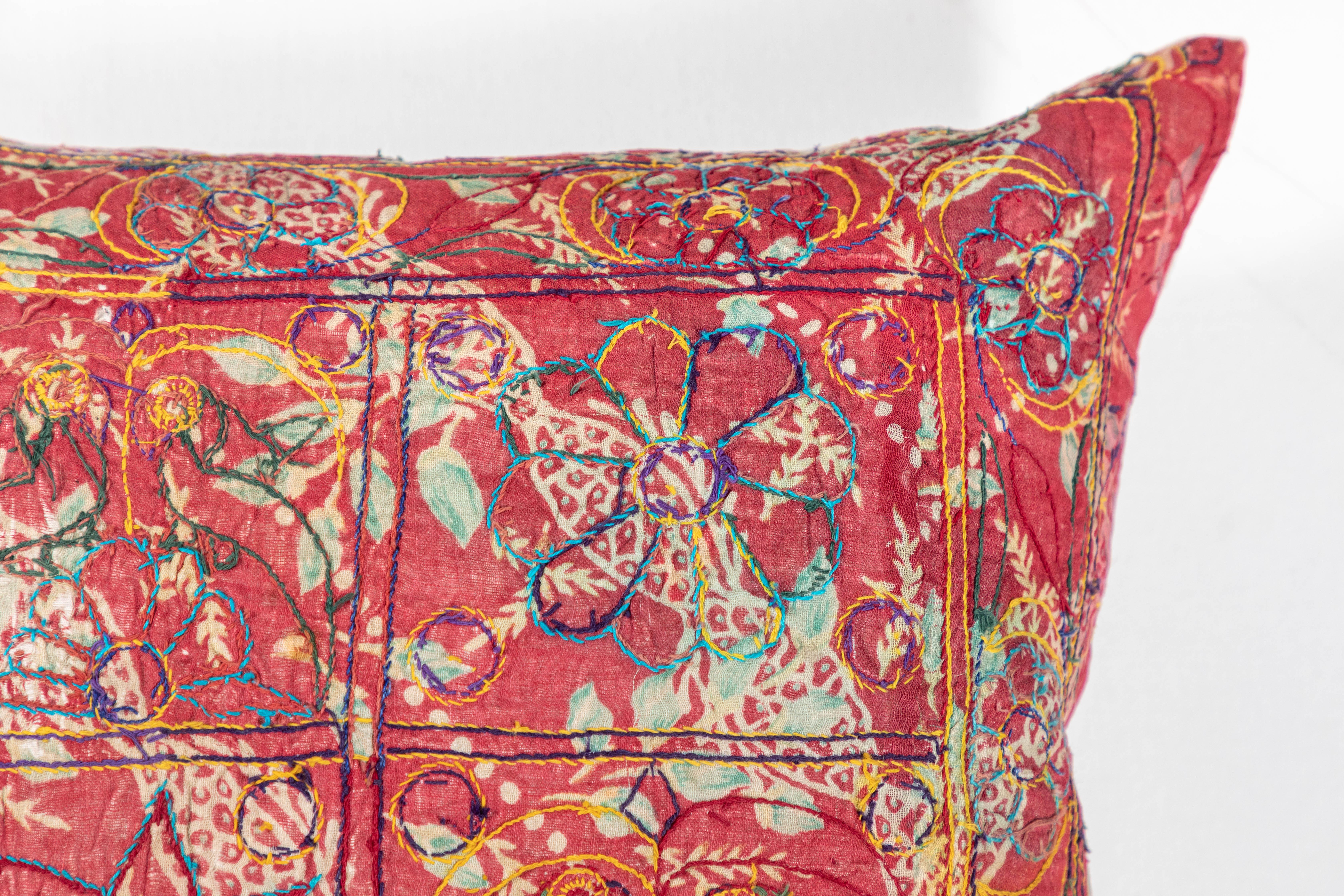 Indian Embroidered Block Print Pillow For Sale