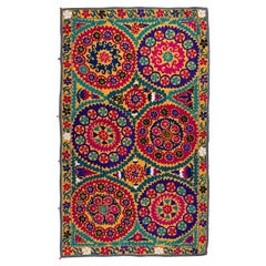 Embroidered Cotton Bedspread, Vintage Tapestry, Multicolor Wall Hanging