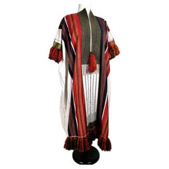Embroidered cotton blouse with silk ribbons and silk pompoms – Tunisia, c. 1950