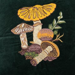 Embroidered Velvet Mushroom Pillow - Black