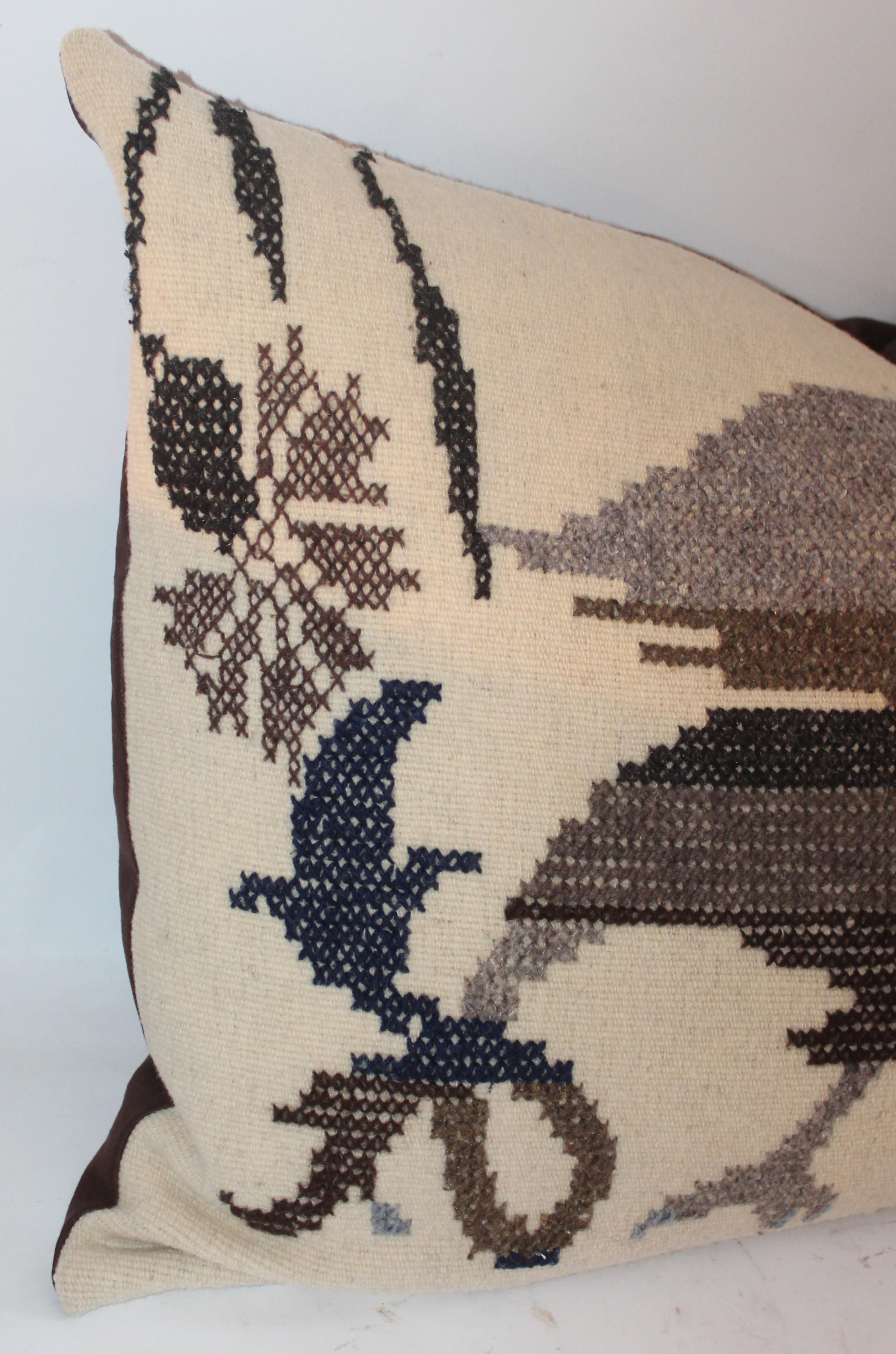 20th Century Embroidered Eagle Pillow With Linen Backing