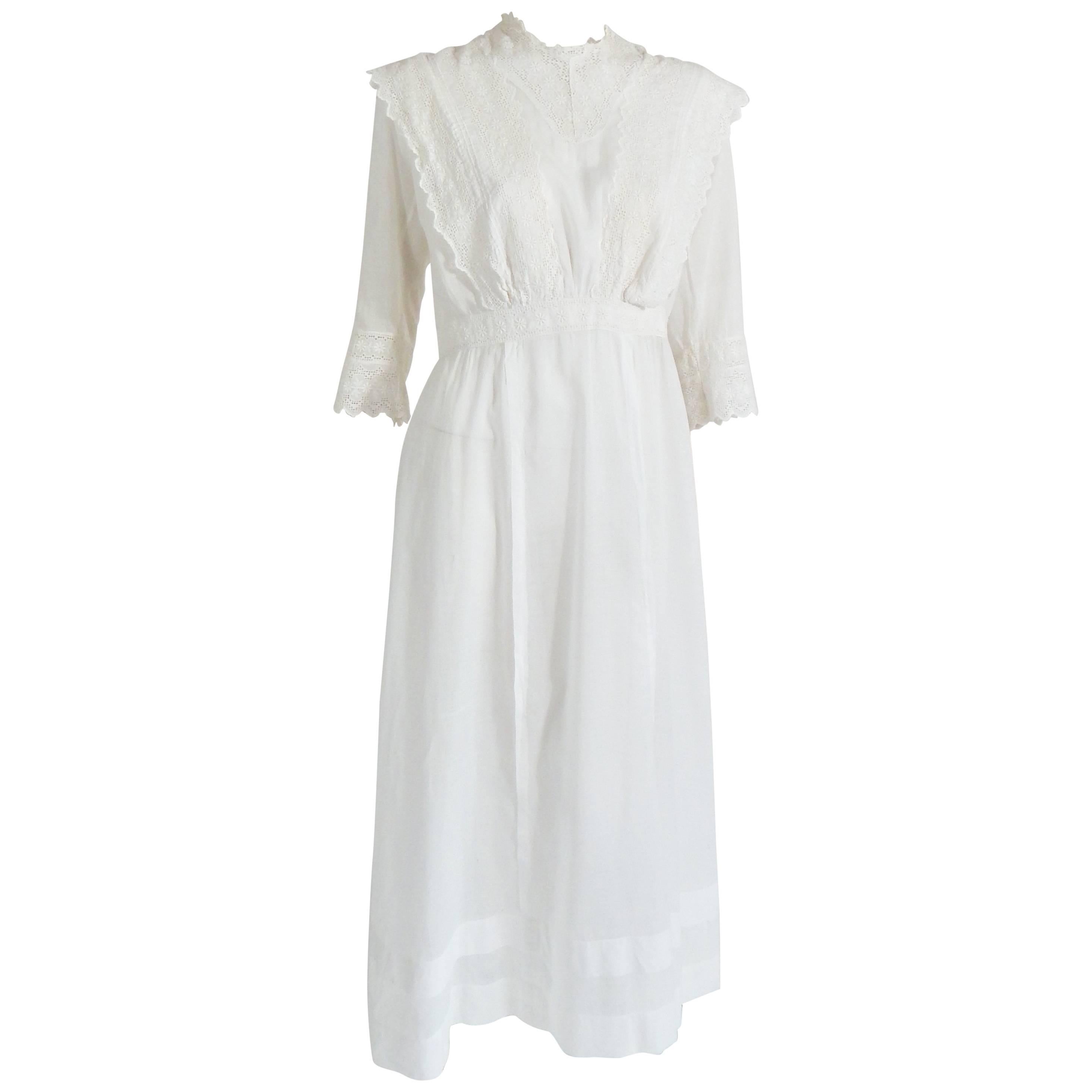 Embroidered Edwardian Dress For Sale