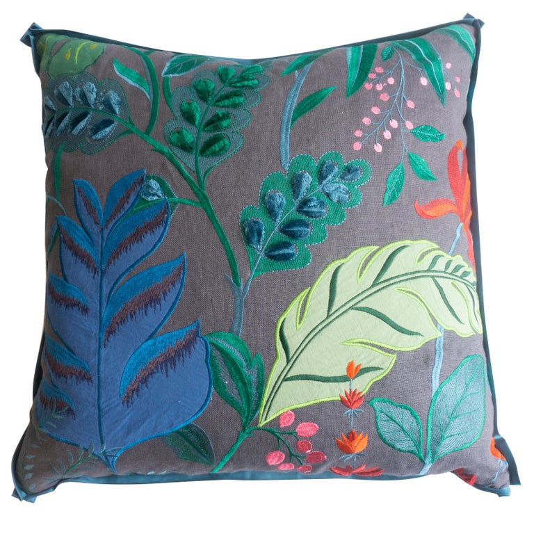 Embroidered Flora Square Pillows For Sale At 1stdibs