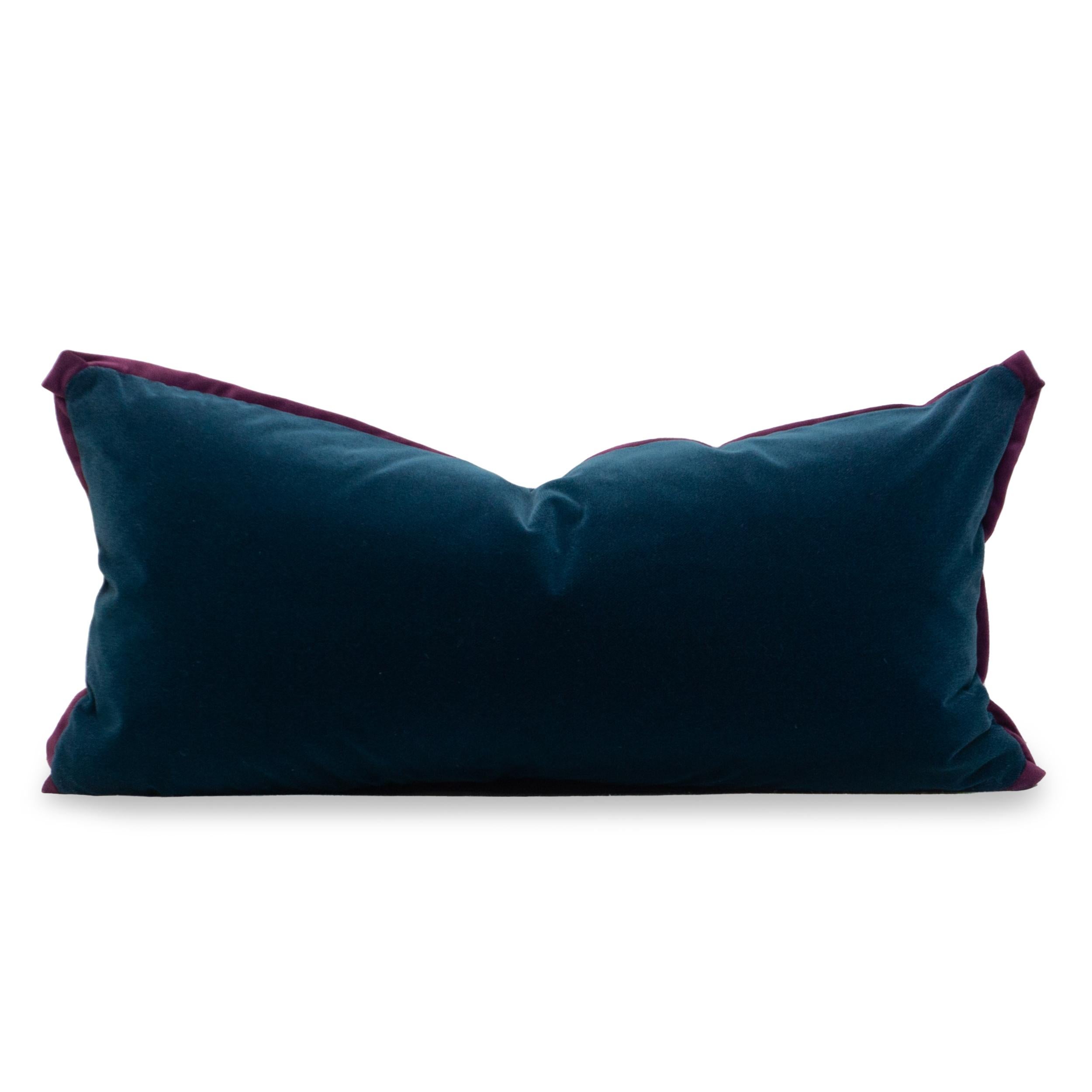 blue velvet lumbar pillow
