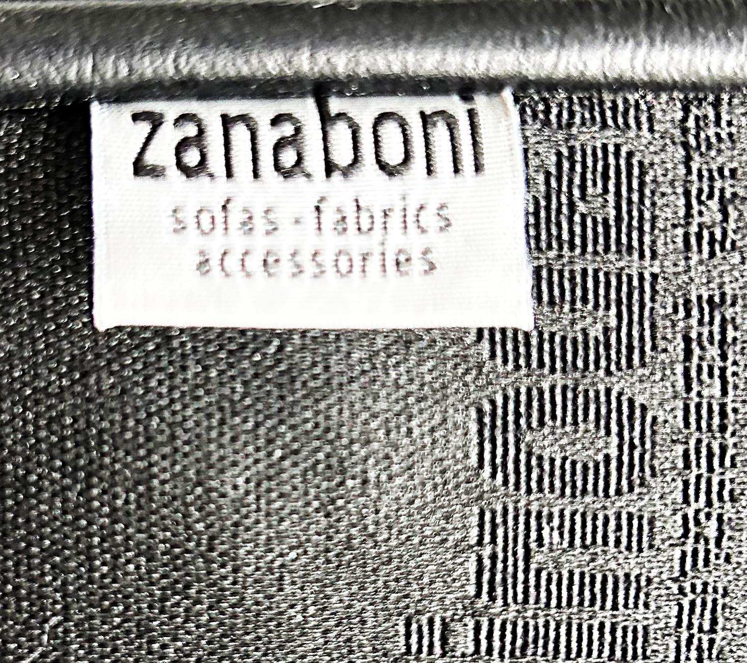  Zanaboni Italy Quilted Black Leather Sofa, Loose Quilted Back and Seat Cushion For Sale 6