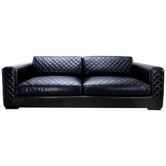 Embroidered Leather Sofa from Zanaboni, Italy