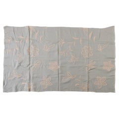 Colorful Embroidered Linen Remnant, Italian Cotton & Linen, Agra Style