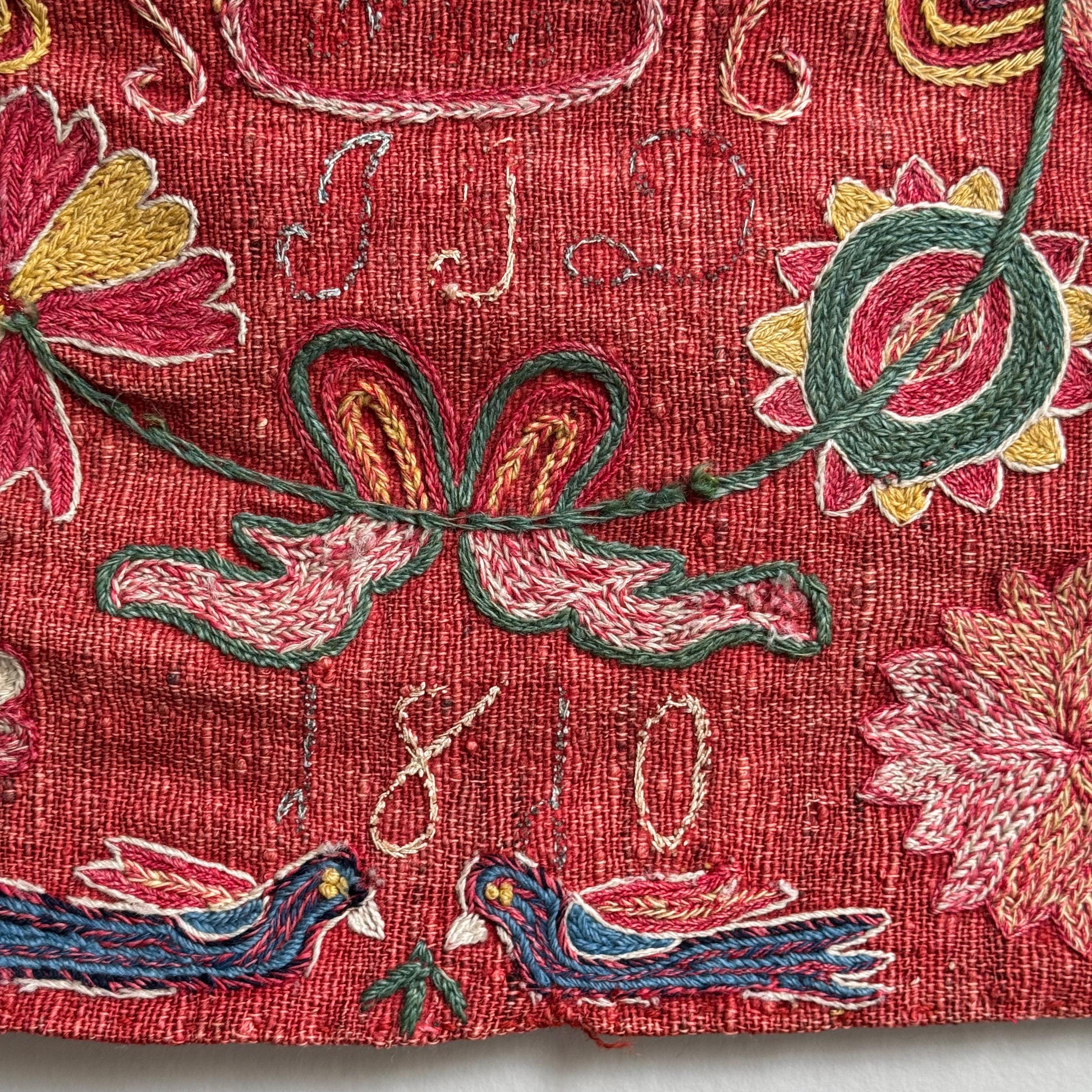 Embroidered Marriage Cushion/ Sweden, 1810 (Stickerei) im Angebot