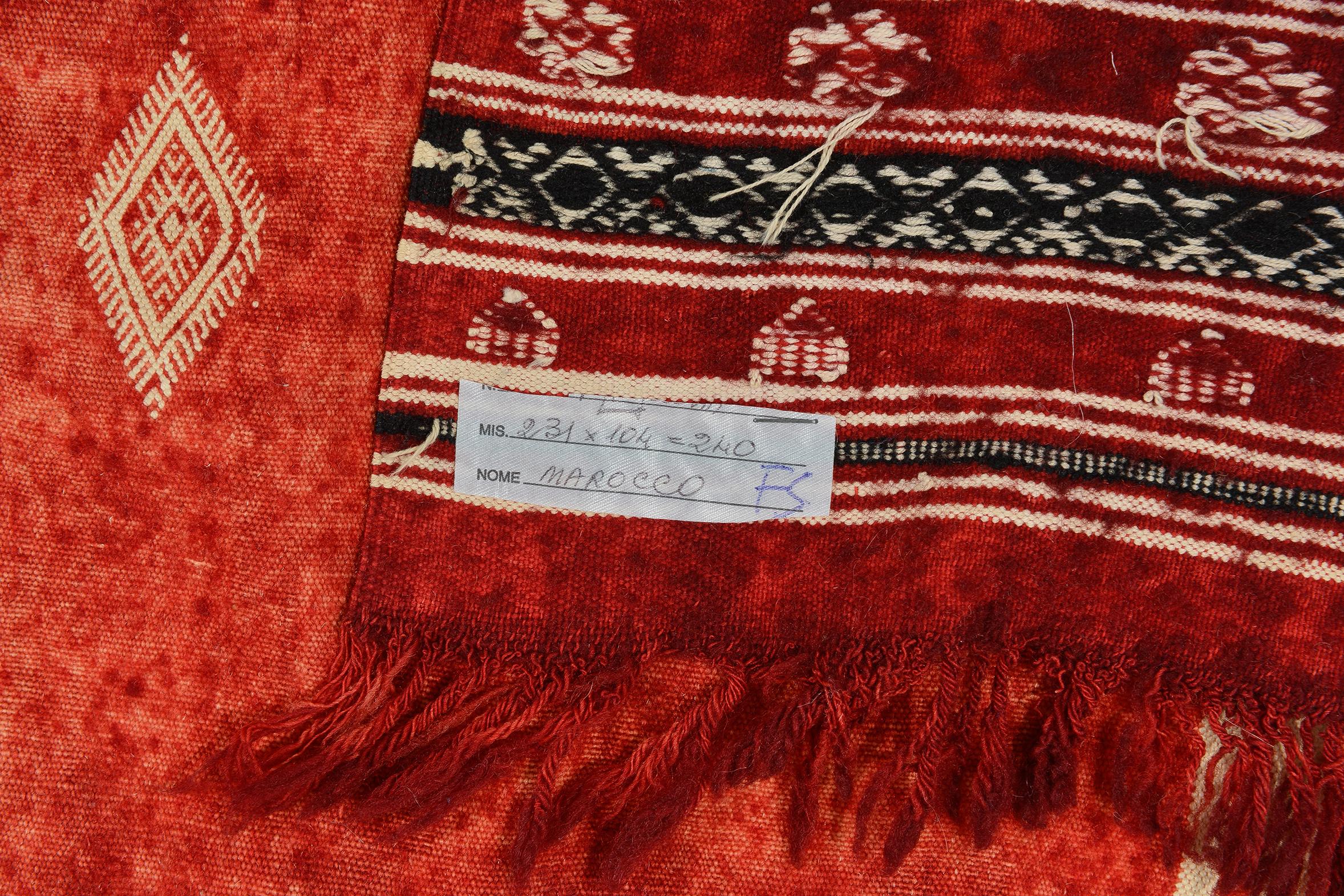 Hand-Knotted Rare Embroidered Ouedzem Tunisian Tissue or Carpet For Sale