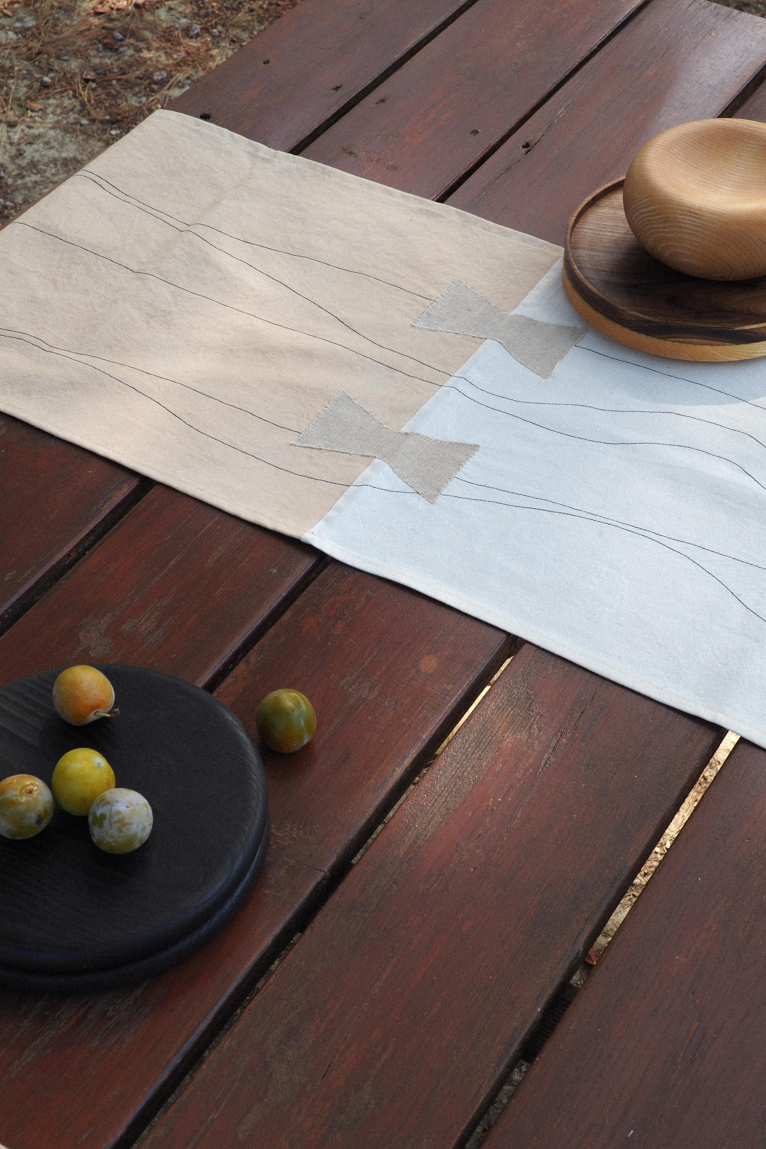 Hand-Carved Embroidered Placemat, Handmade in France, Design Sarah Espeute, Limited Edition For Sale