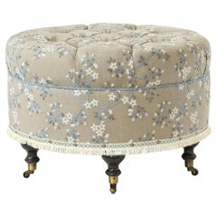 Embroidered Round Poof
