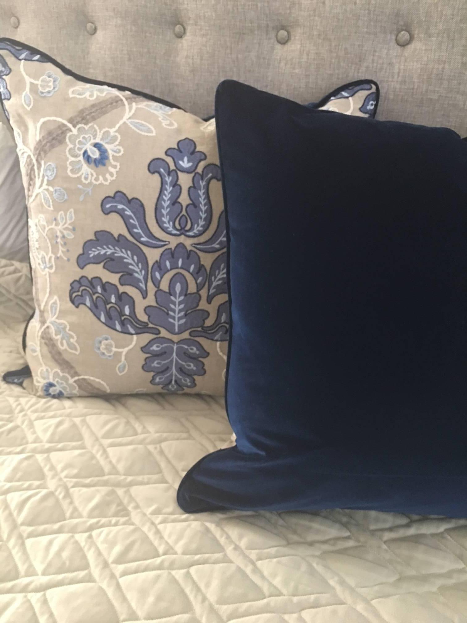 American Embroidered  Scalamandré Pillows, Pair  For Sale