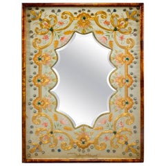 Embroidered Silk and Gold Thread Mirror Worked by Lady Margaret ED Campbell