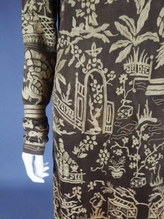 Alix Lebreton Paris Embroidered silk dress with chinoiserie, Circa 1930