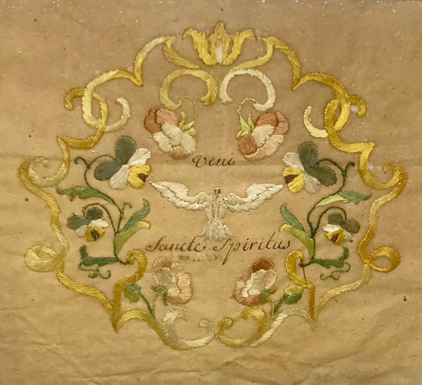 Embroidered Holy Spirit Panel In Fair Condition For Sale In New York, NY