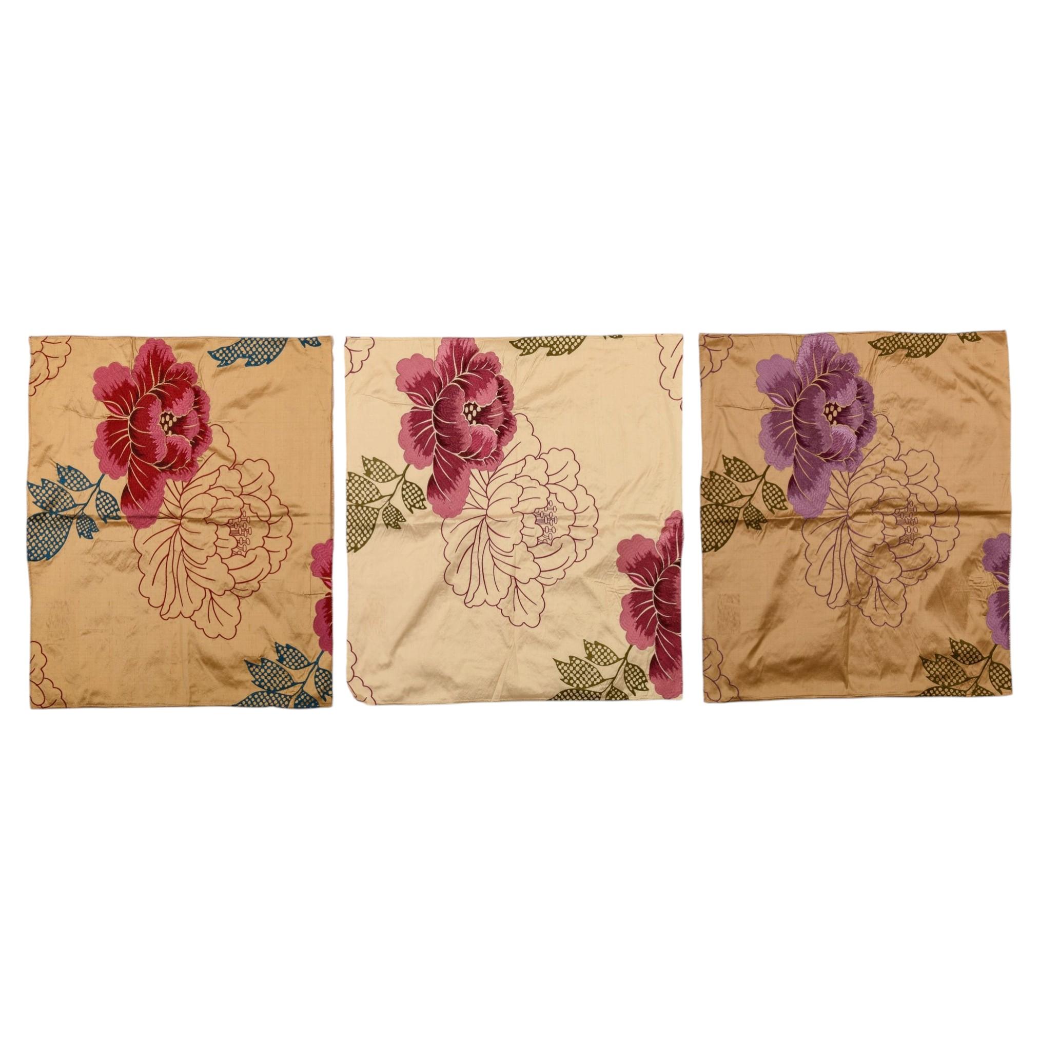 Cuadrados de seda bordados para cojines o almohadas