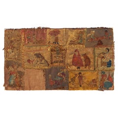 Embroidered Silk Folk Art Depicting Black Child, Red Riding Hood  18th Century