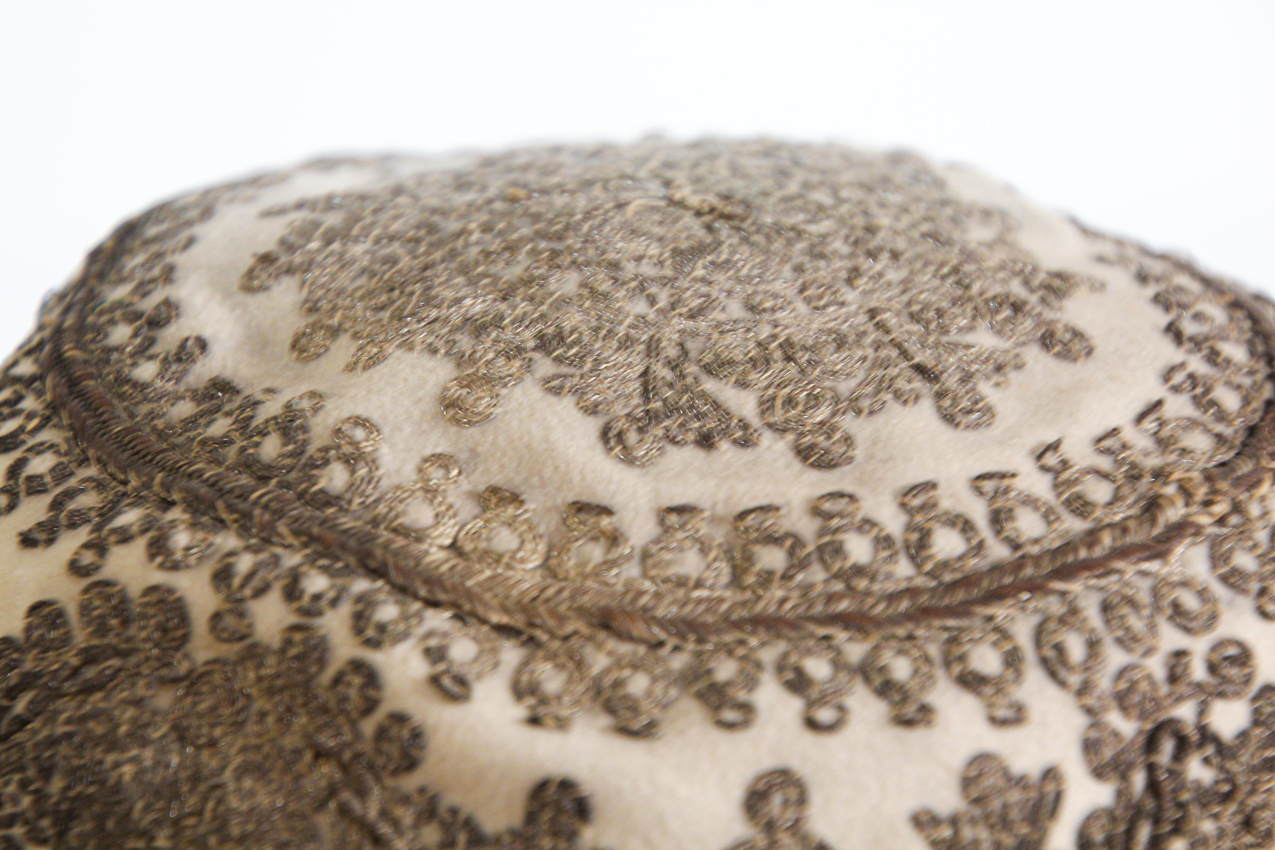 Embroidered Silver Middle Eastern Antique Hat 2