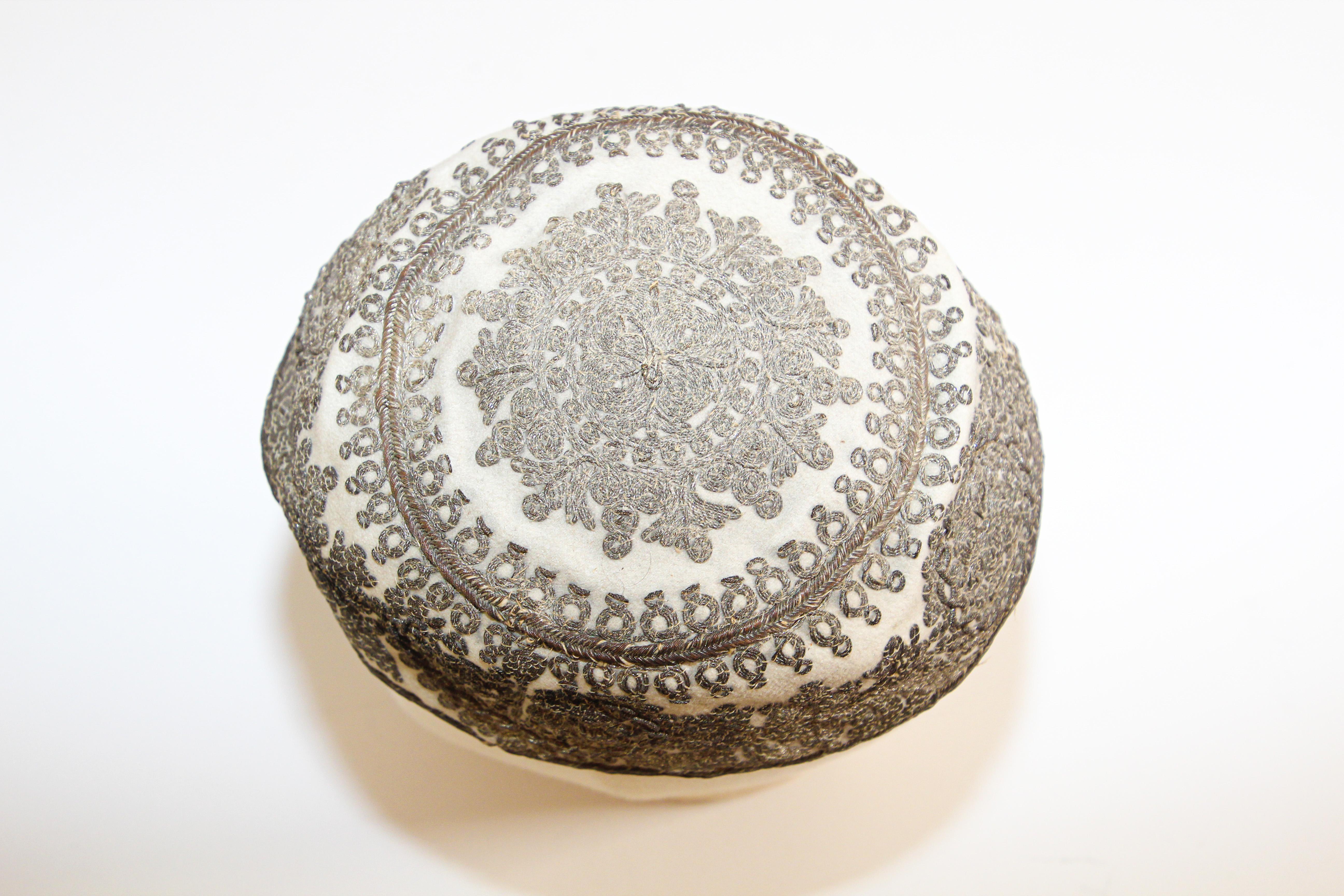 Embroidered Silver Middle Eastern Antique Hat 3