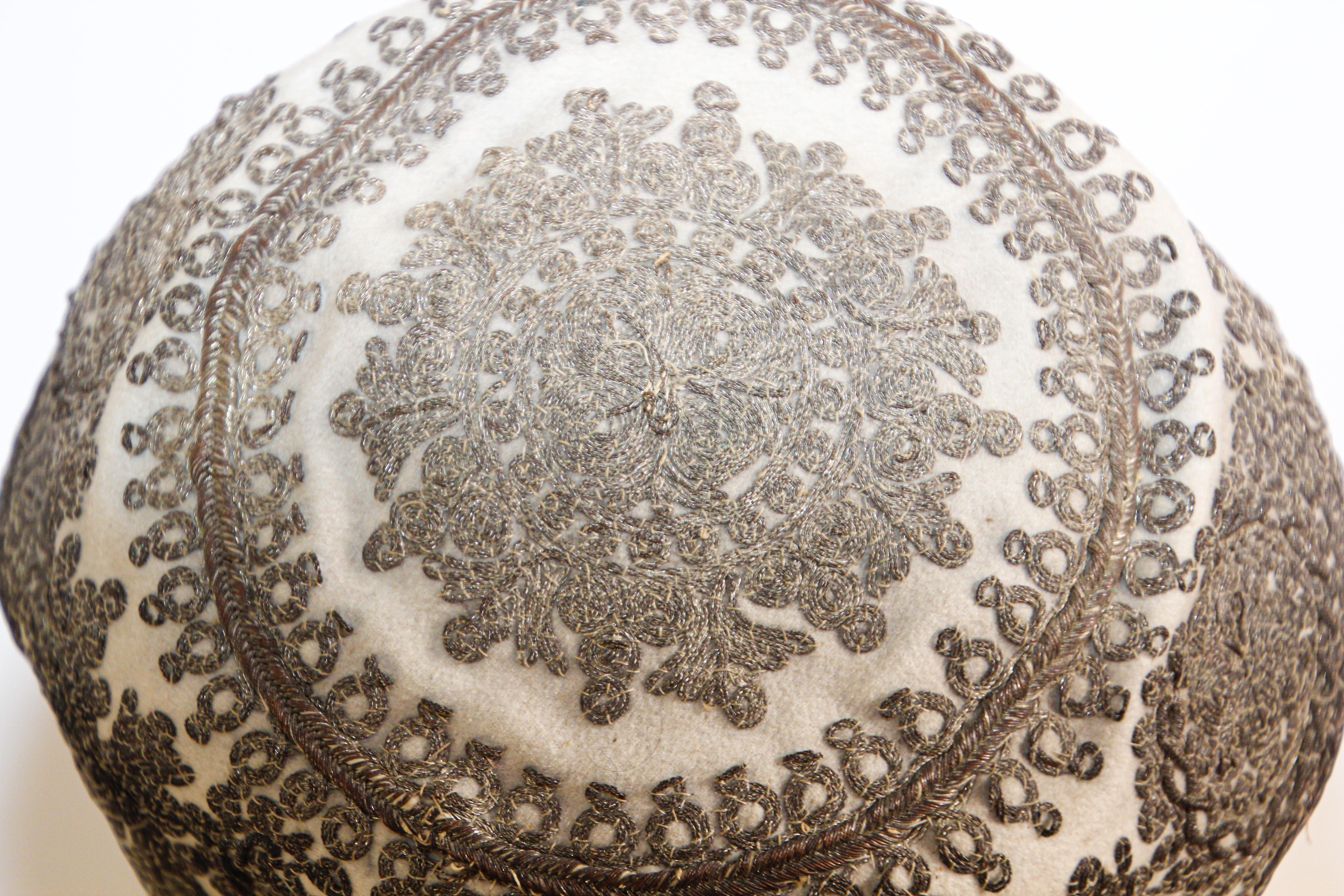 Embroidered Silver Middle Eastern Antique Hat 4