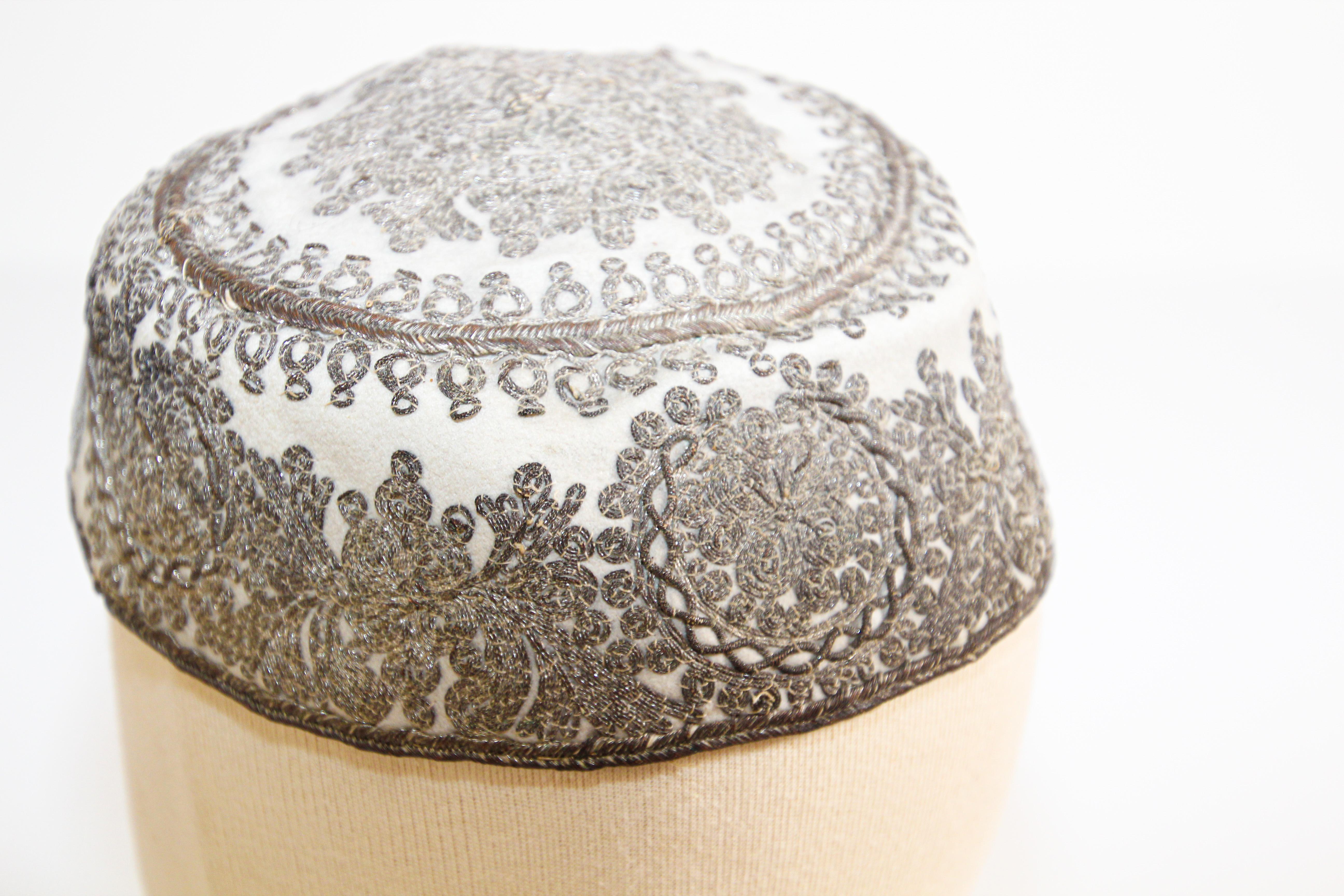 Embroidered Silver Middle Eastern Antique Hat 6
