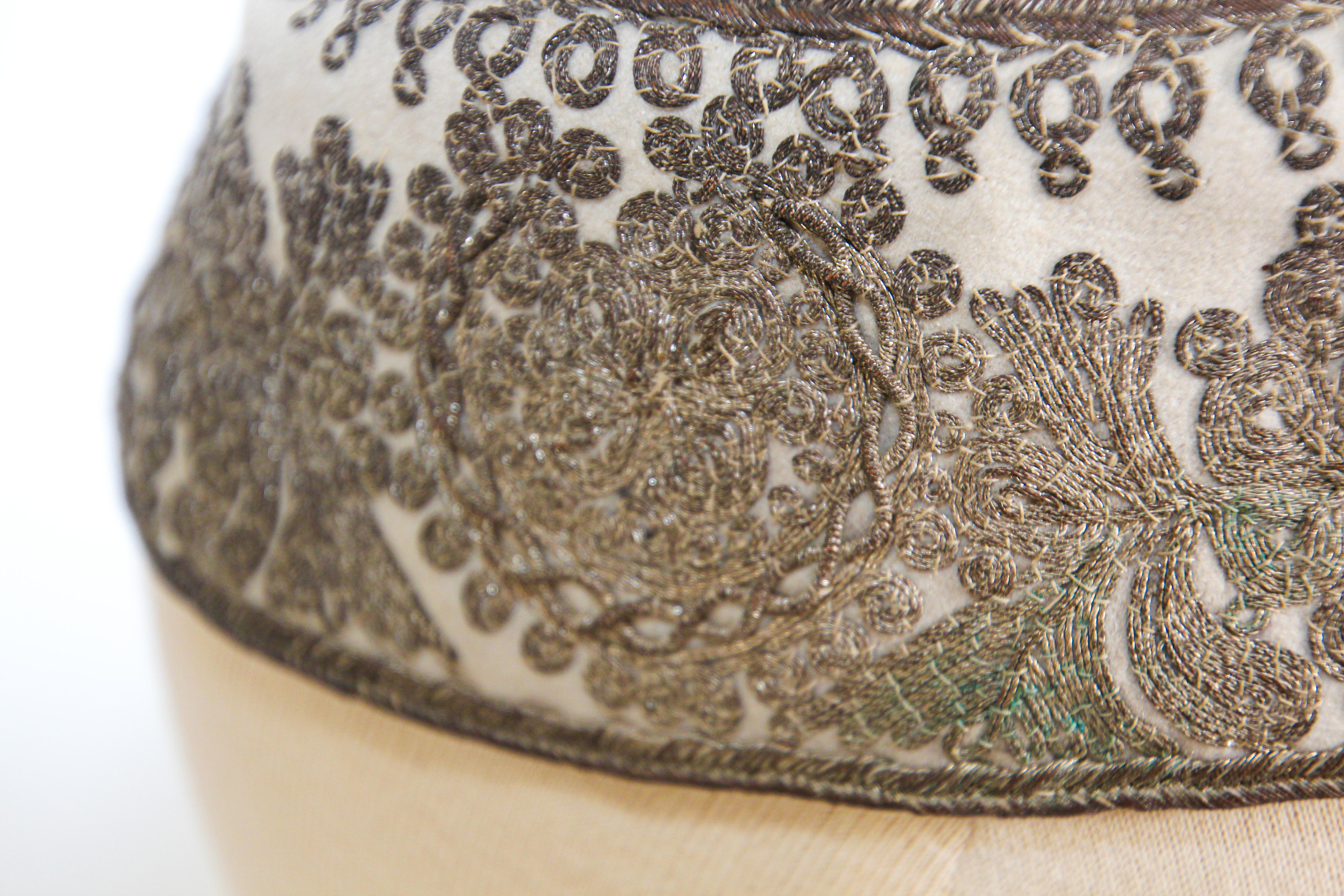 19th Century Embroidered Silver Middle Eastern Antique Hat