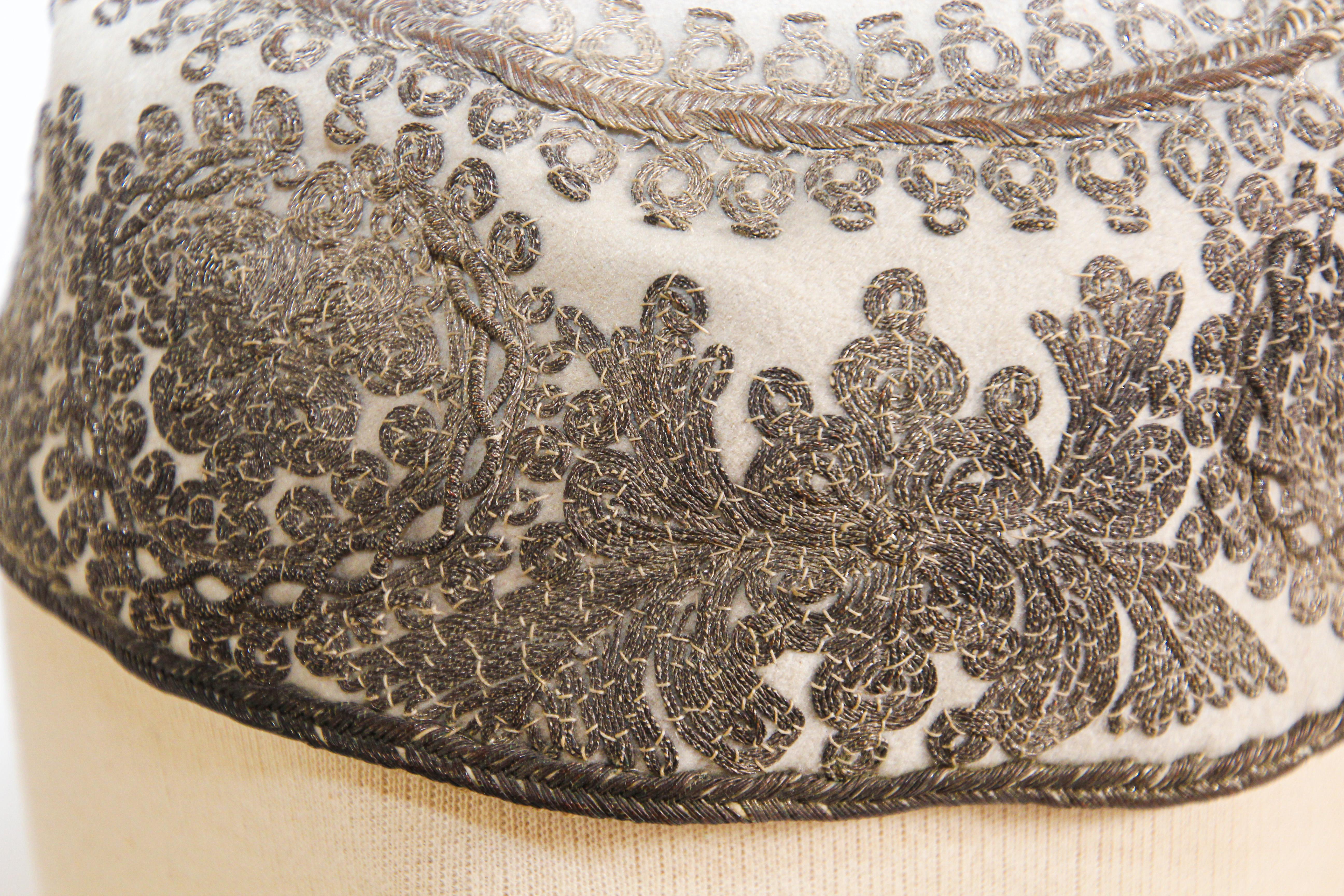 Embroidered Silver Middle Eastern Antique Hat 1