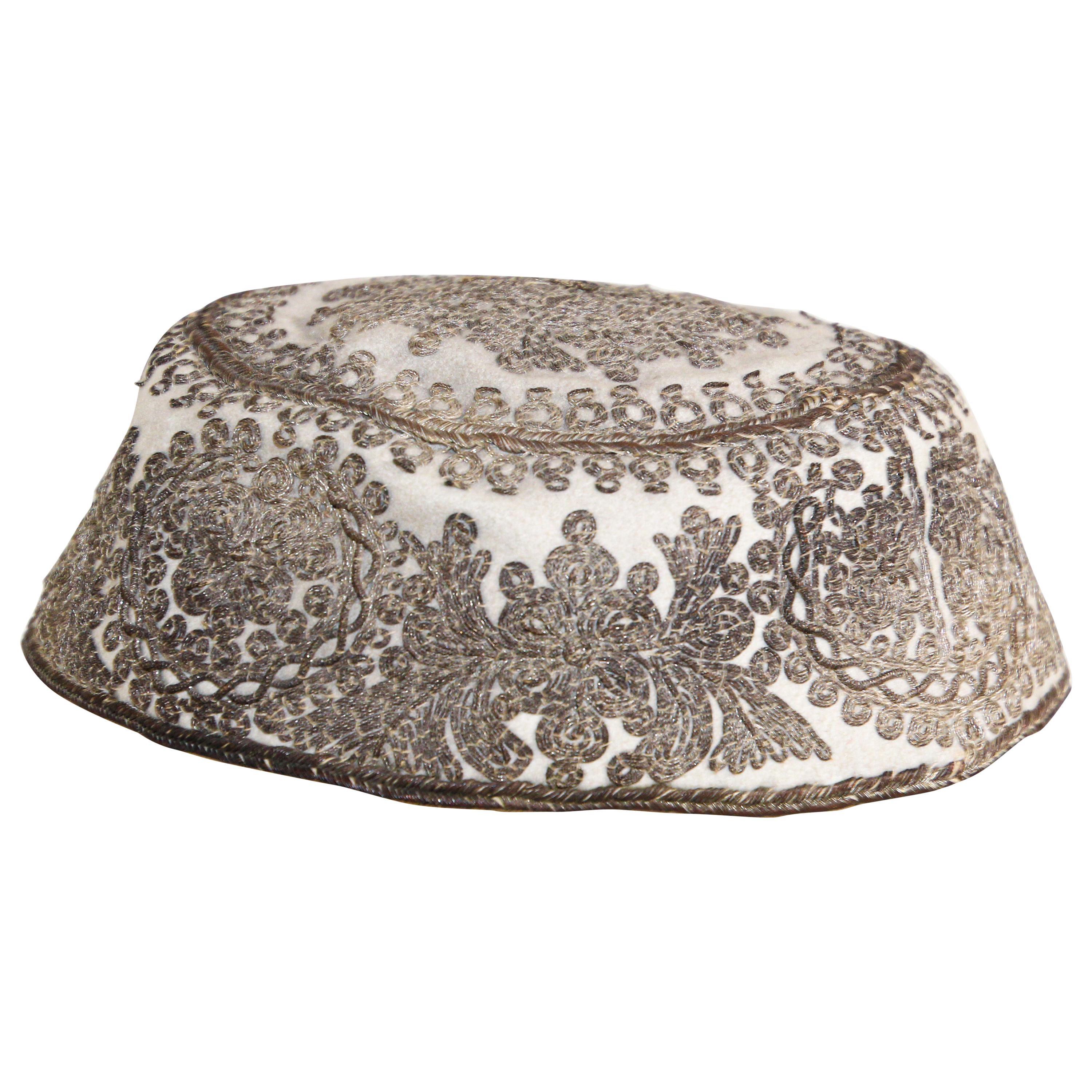 Embroidered Silver Middle Eastern Antique Hat